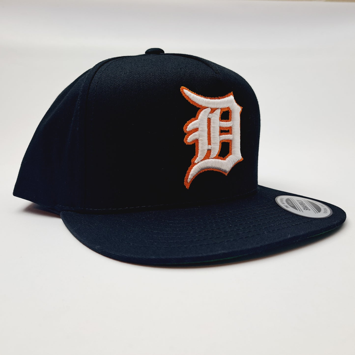 Detroit Tigers D Embroidered Flat Bill Snapback Cap Hat Black