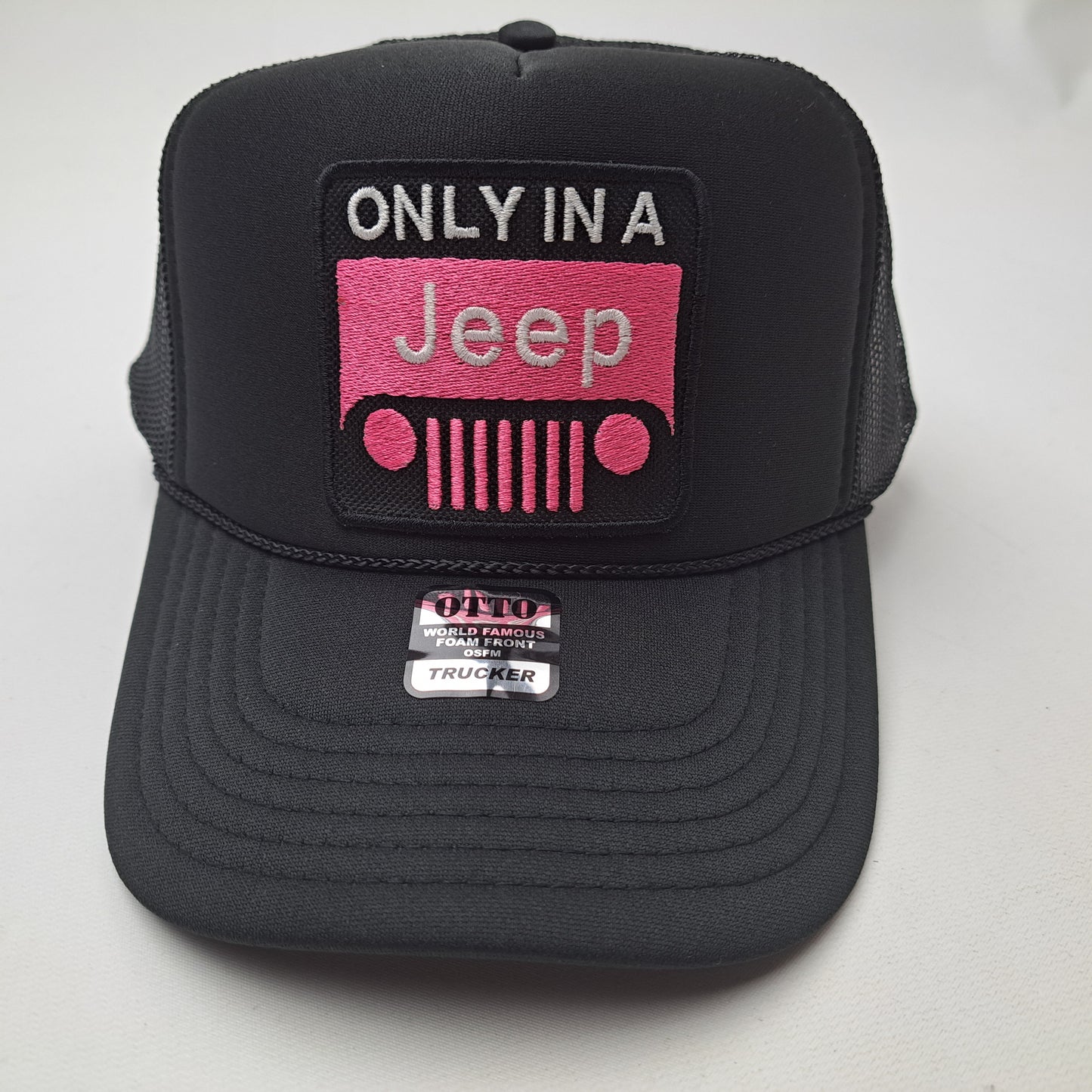 Jeep Foam Trucker Mesh Snapback Baseball Cap Hat Black Embroidered Patch Wrangler