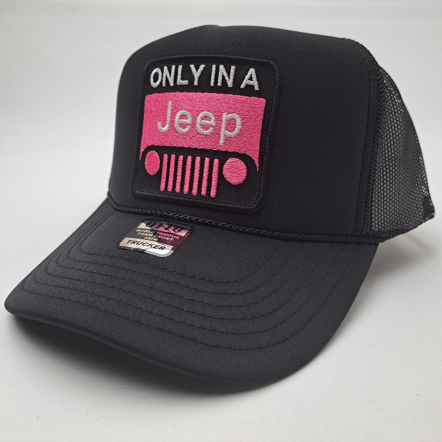 Jeep Foam Trucker Mesh Snapback Baseball Cap Hat Black Embroidered Patch Wrangler