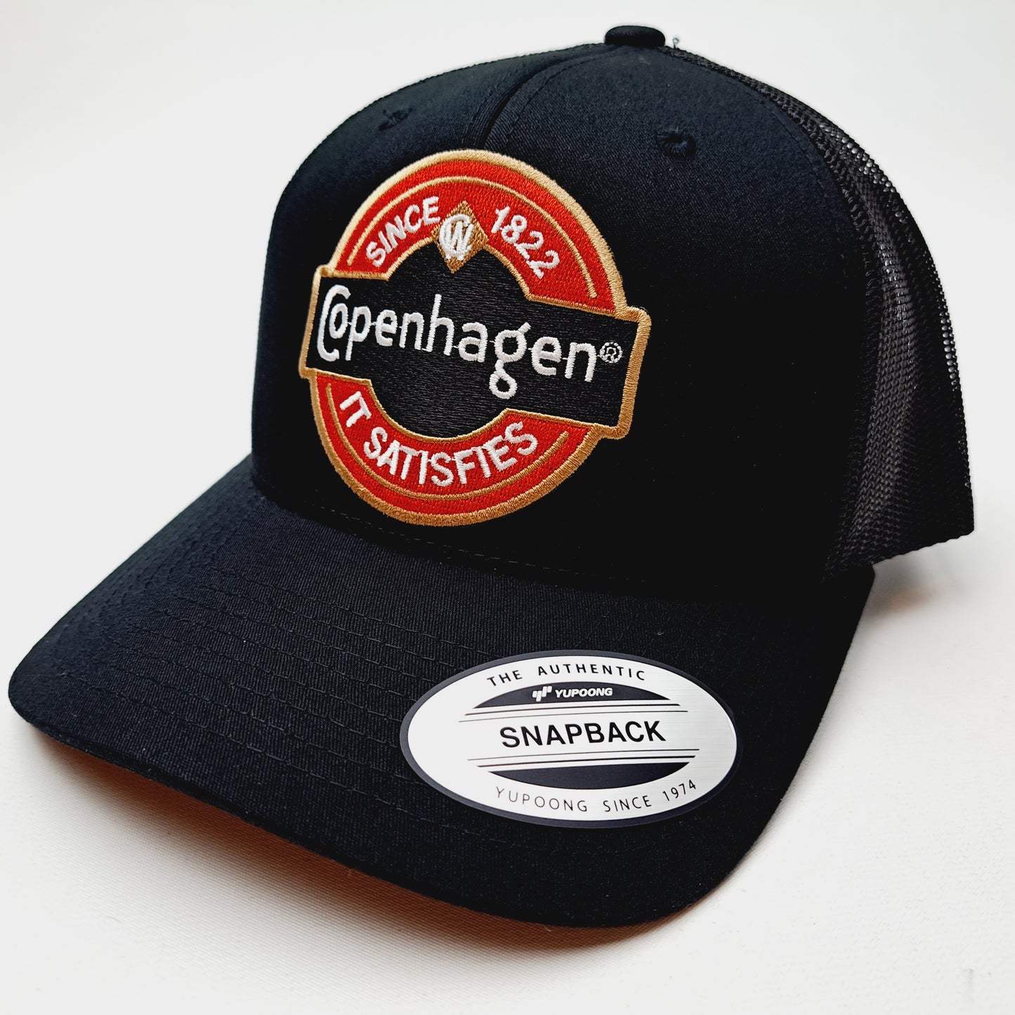 Copenhagen Patch Trucker Mesh Snapback Cap Hat Black
