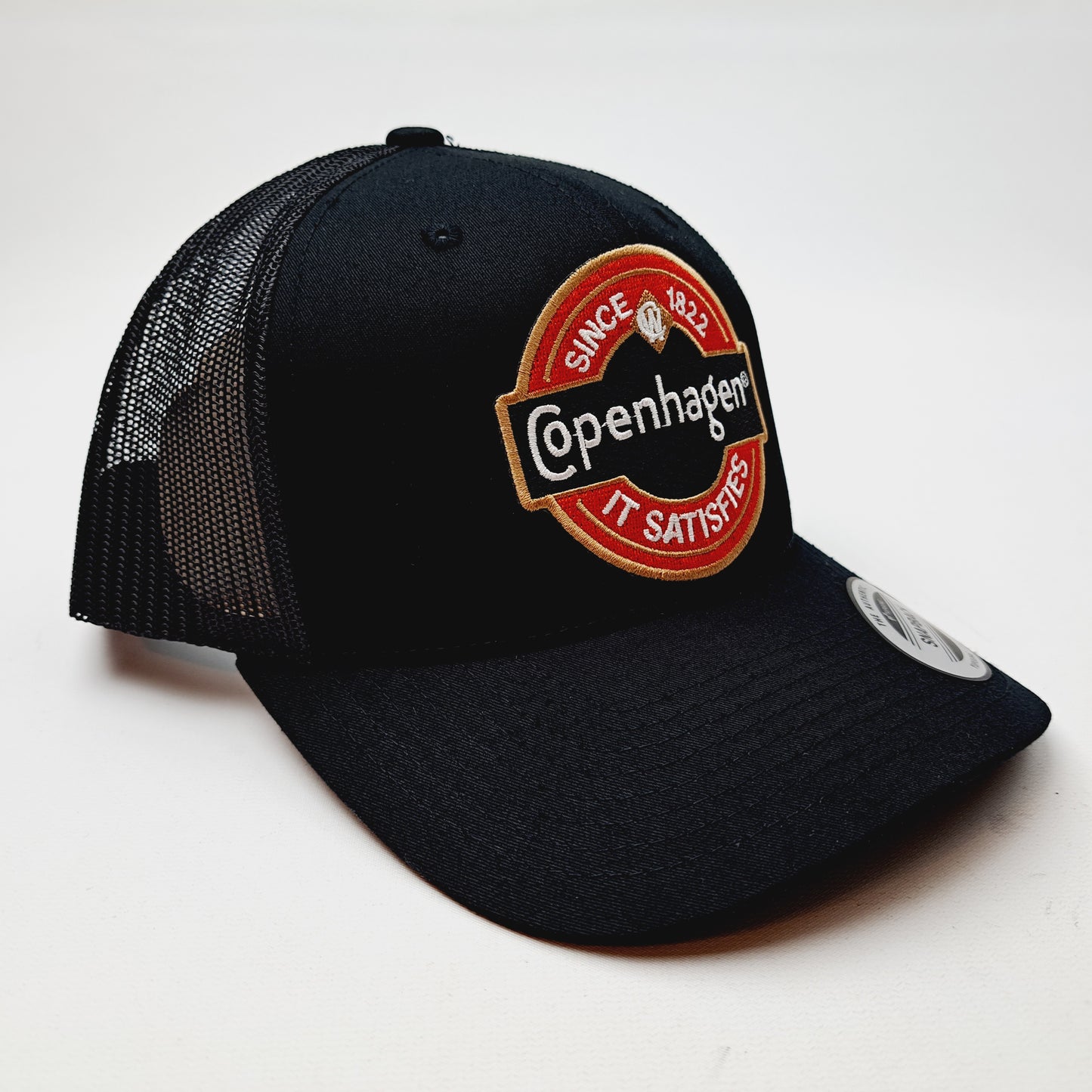 Copenhagen Patch Trucker Mesh Snapback Cap Hat Black