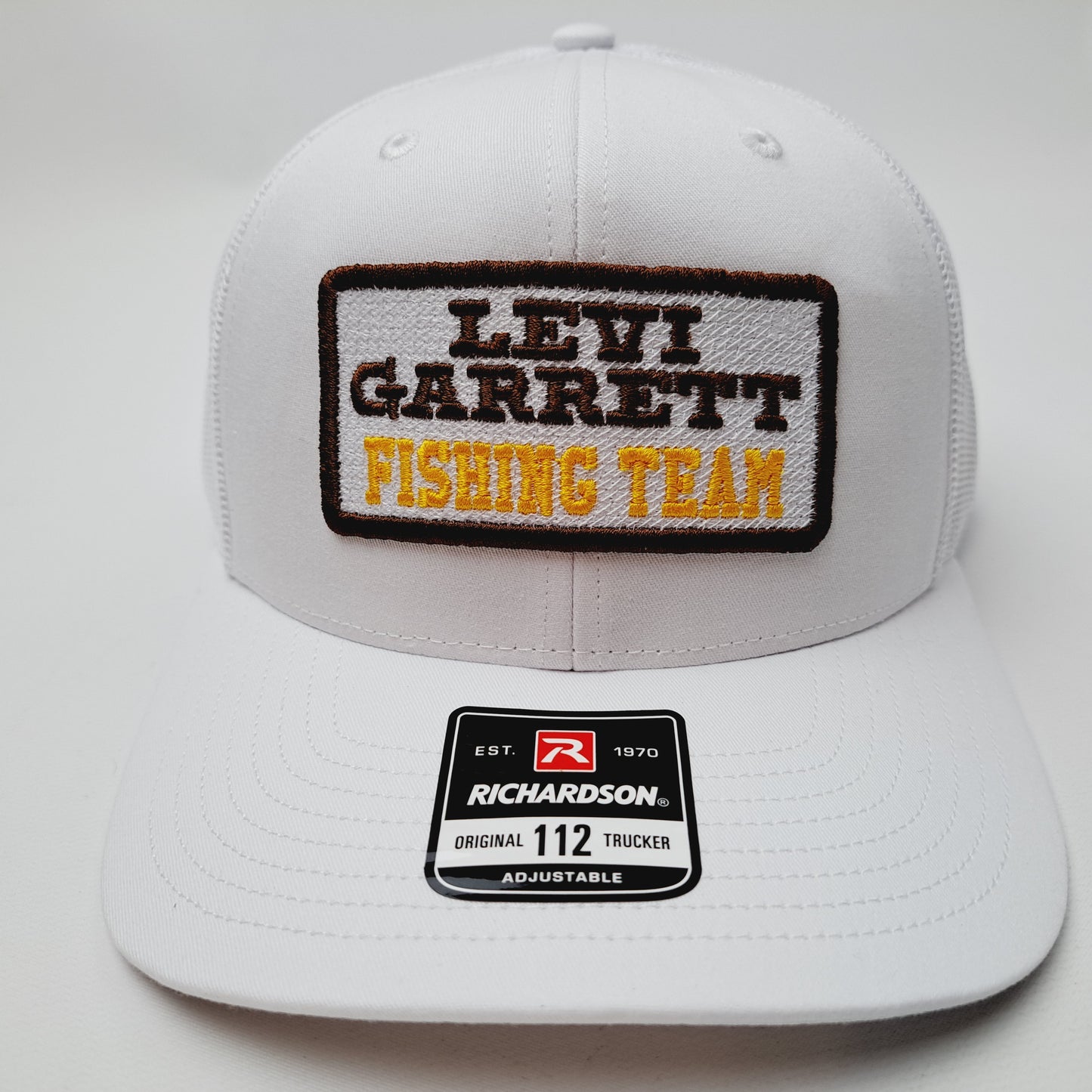 Levi Garrett Fishing Team Richardson 112 Embroidered Patch Trucker Mesh Snapback Hat