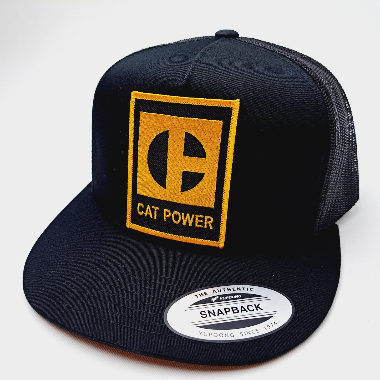 Cat Power Caterpillar Embroidered Flat bill Trucker Mesh Snapback Cap
