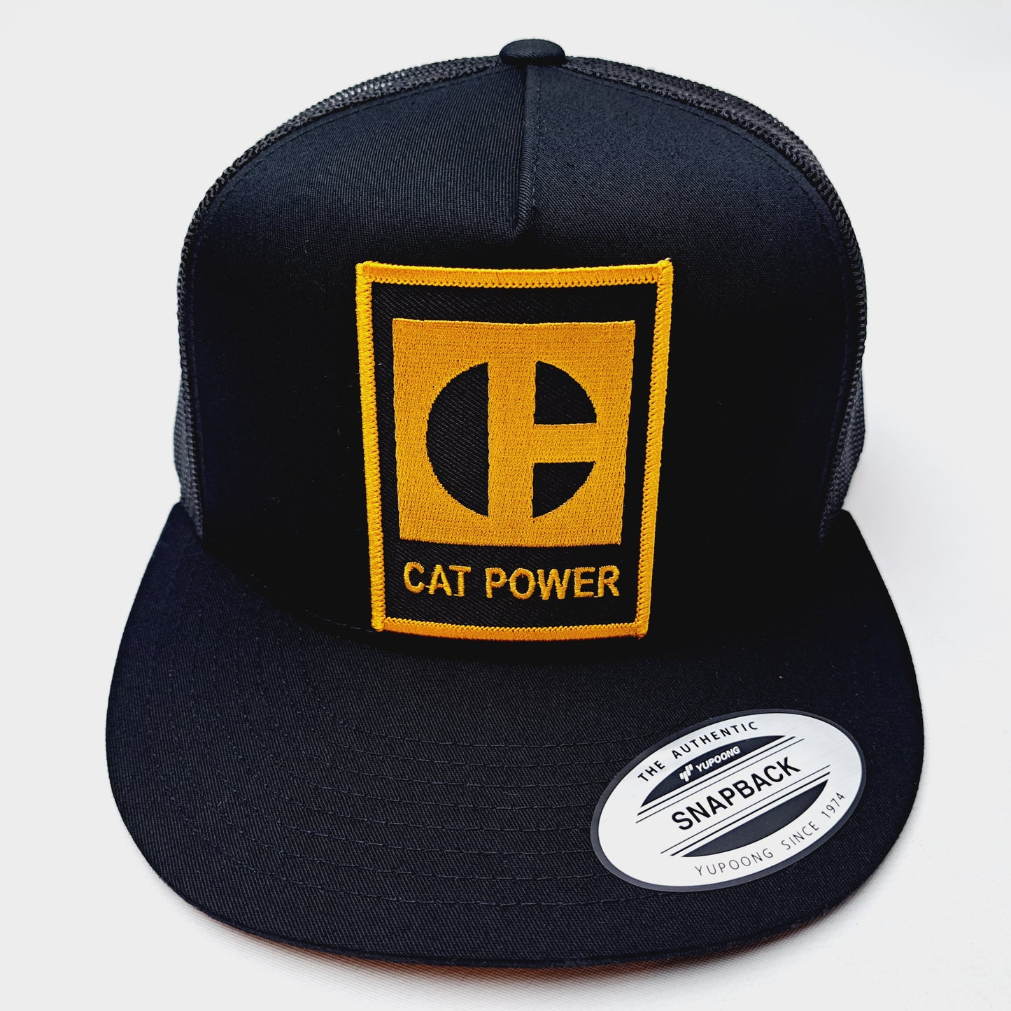 Cat Power Caterpillar Embroidered Flat bill Trucker Mesh Snapback Cap
