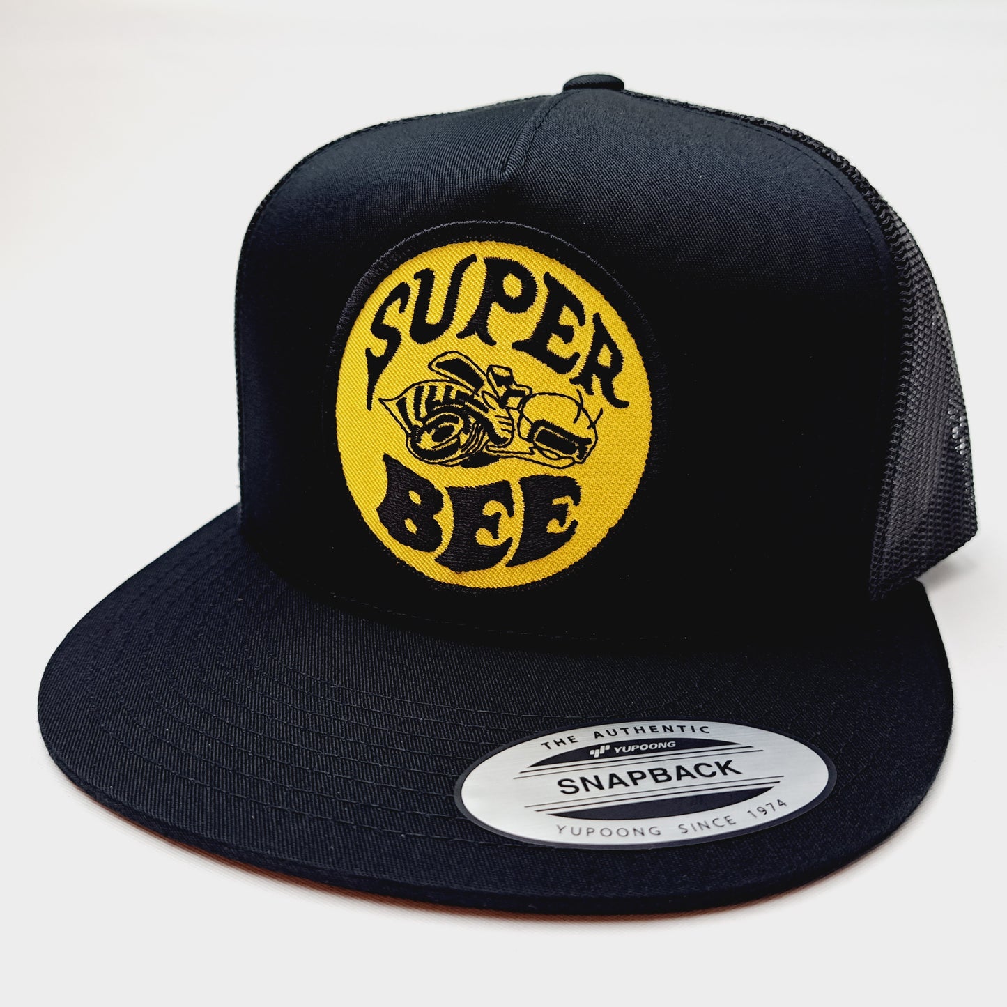 Dodge Super Bee Flat Bill Baseball Cap Trucker Mesh Snapback Black