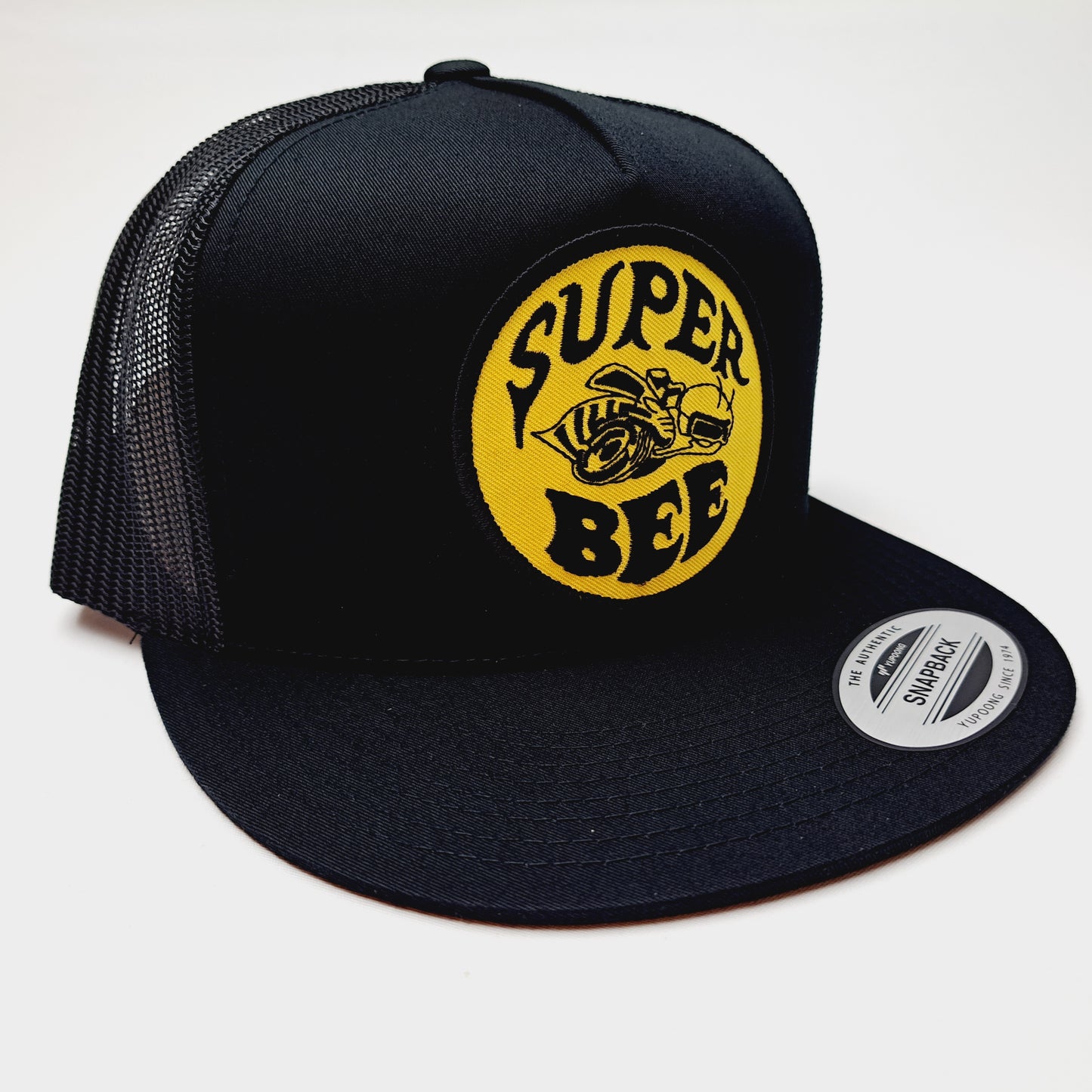 Dodge Super Bee Flat Bill Baseball Cap Trucker Mesh Snapback Black
