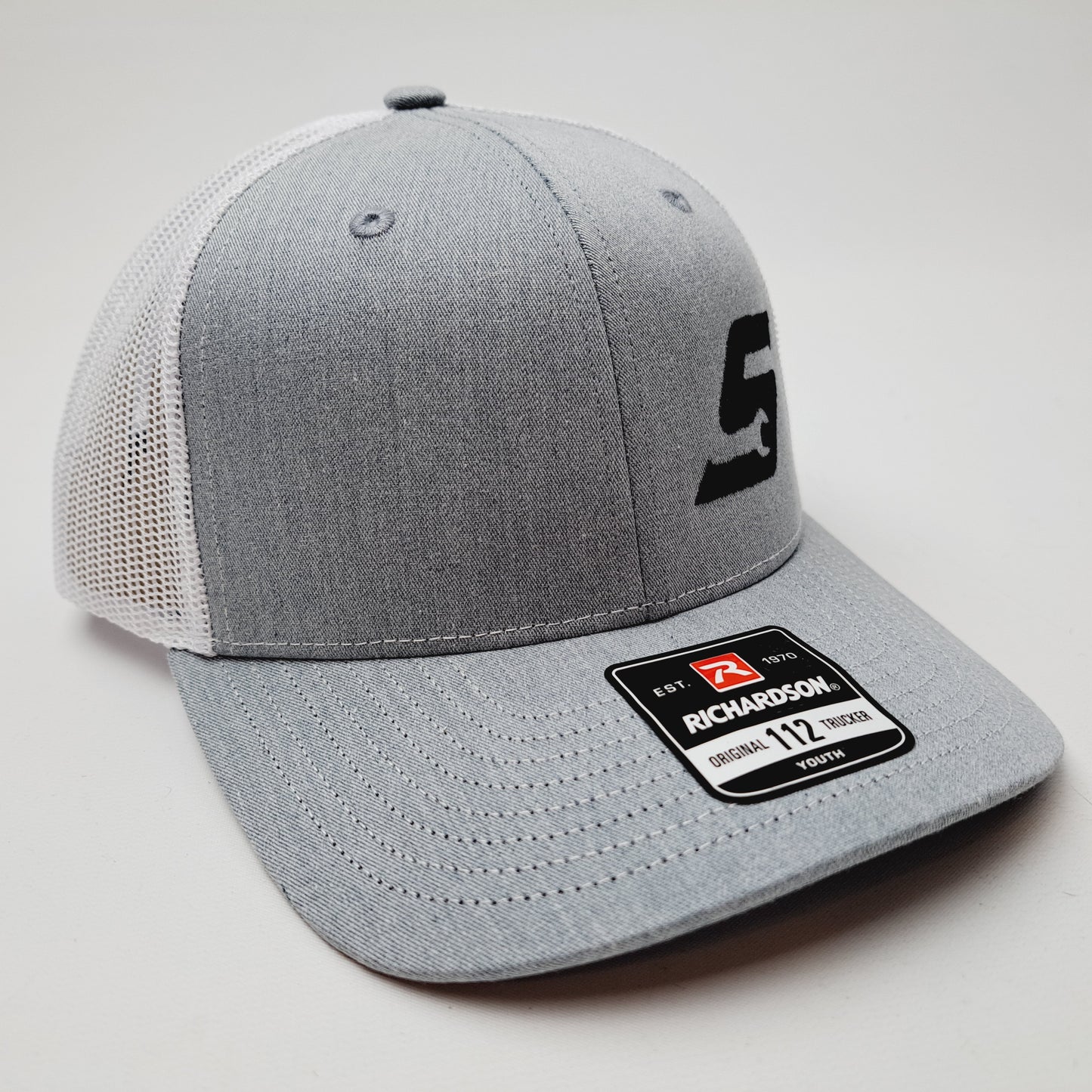 Snap On Snap-On Embroidered Richardson 112 Youth Curved Bill Trucker Mesh Snapback Cap Hat Heather Gray