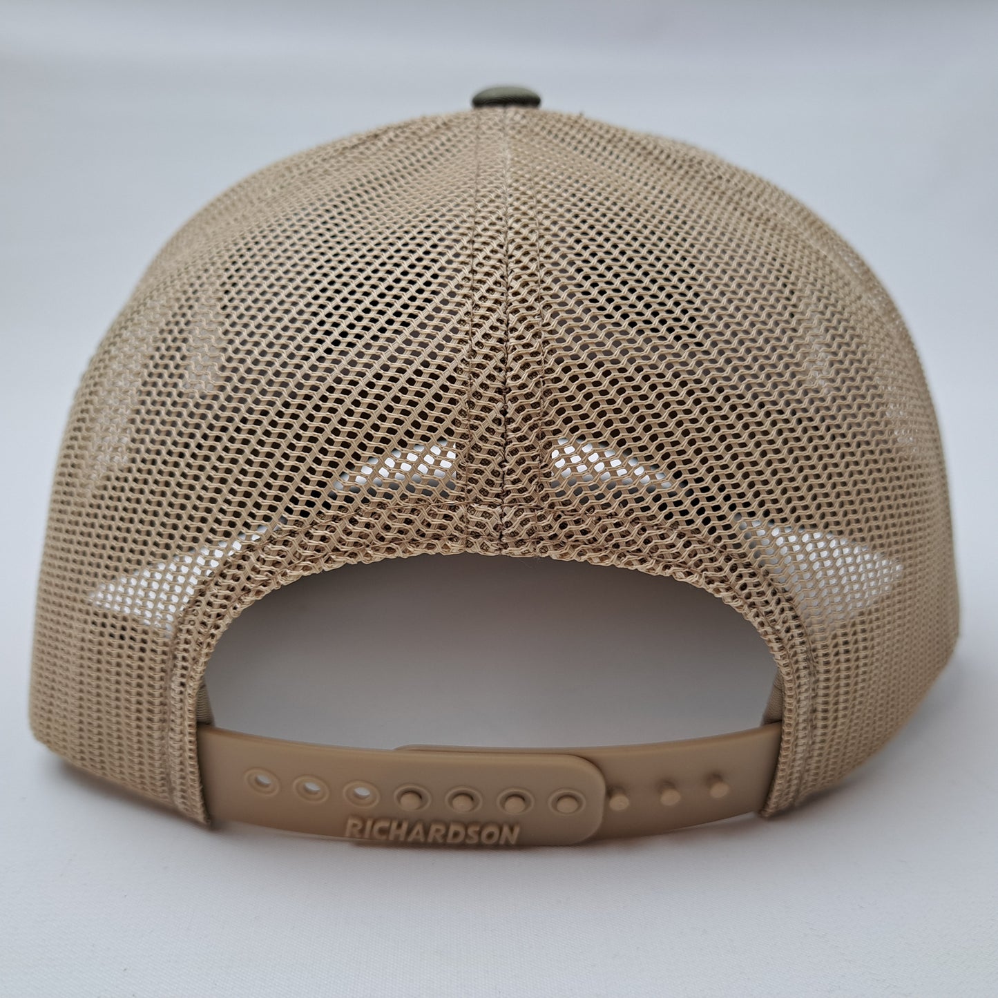 Hunting & Fishing Embroidered Richardson 112RE Curved Bill Trucker Snapback Cap Hat Loden and Tan Mesh