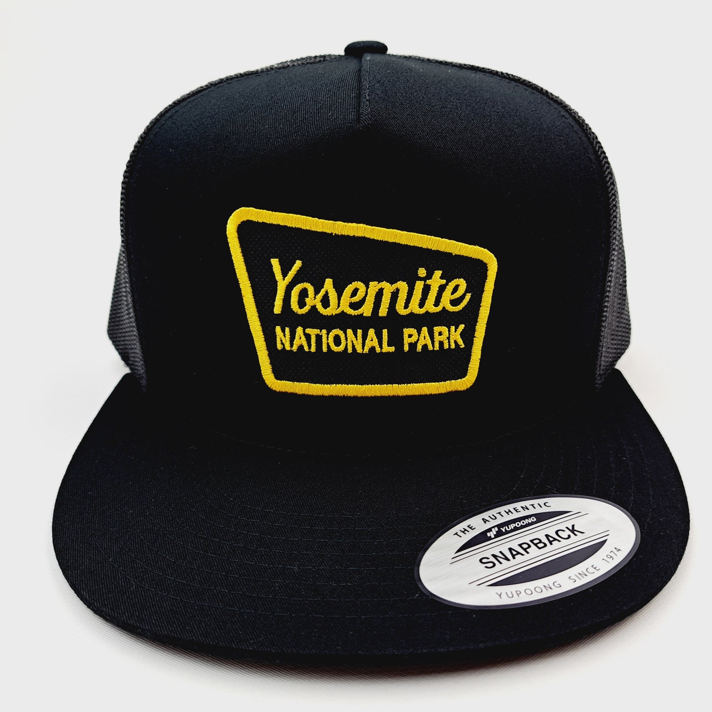 Yosemite National Park Flat bill embroidered patch mesh snapback cap hat black