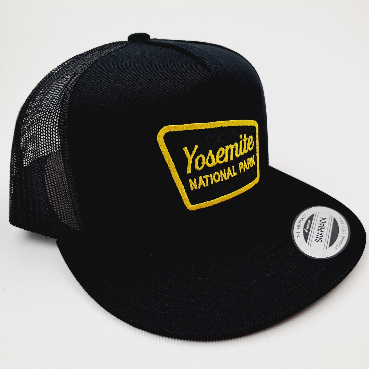 Yosemite National Park Flat bill embroidered patch mesh snapback cap hat black