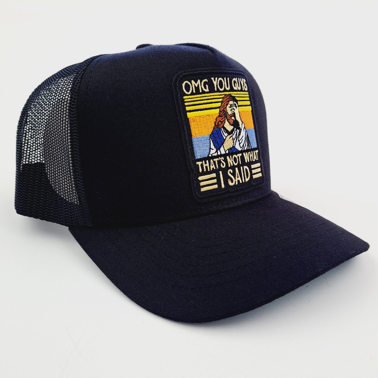 Jesus Christ Embroidered Patch Trucker Mesh Cap Hat Black Snapback