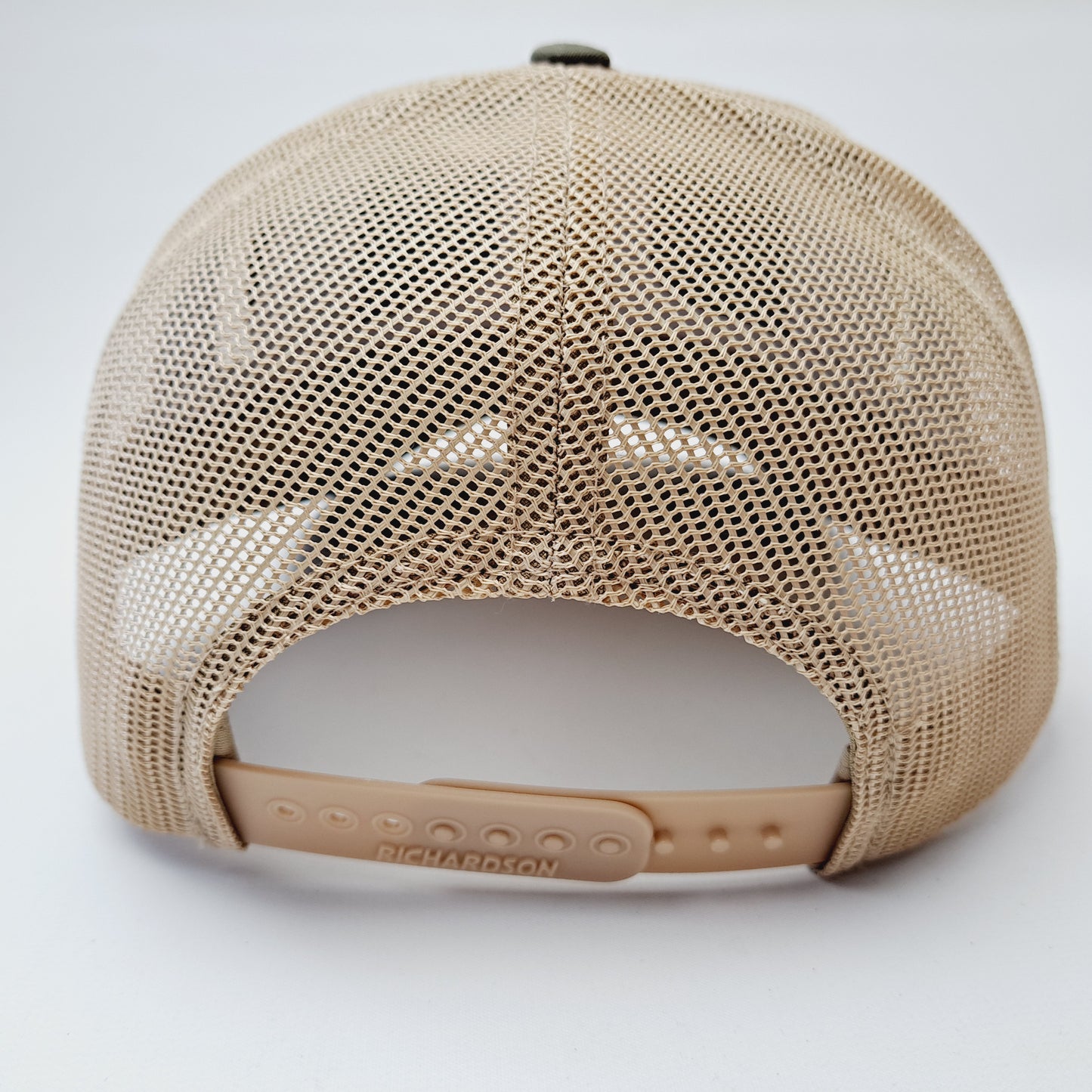 Turkey Hunter Hunting Embroidered Richardson 112RE Curved Bill Trucker Snapback Cap Hat Loden and Tan Mesh