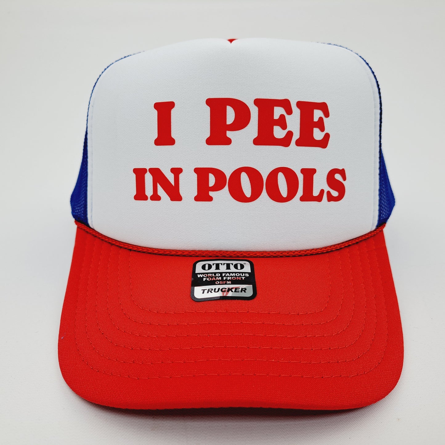 I Pee In Pools Foam Mesh Trucker Snapback Red & White