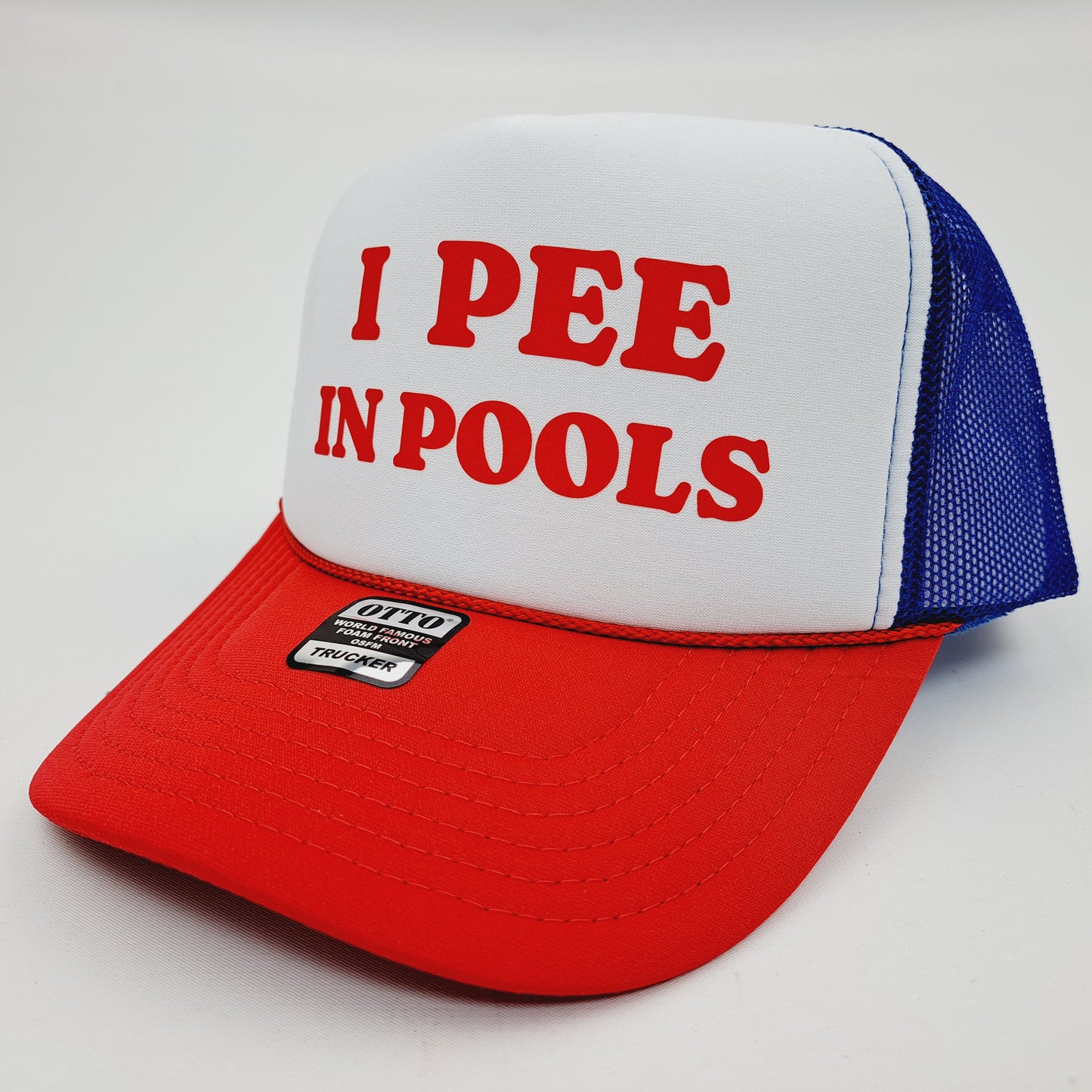 I Pee In Pools Foam Mesh Trucker Snapback Red & White