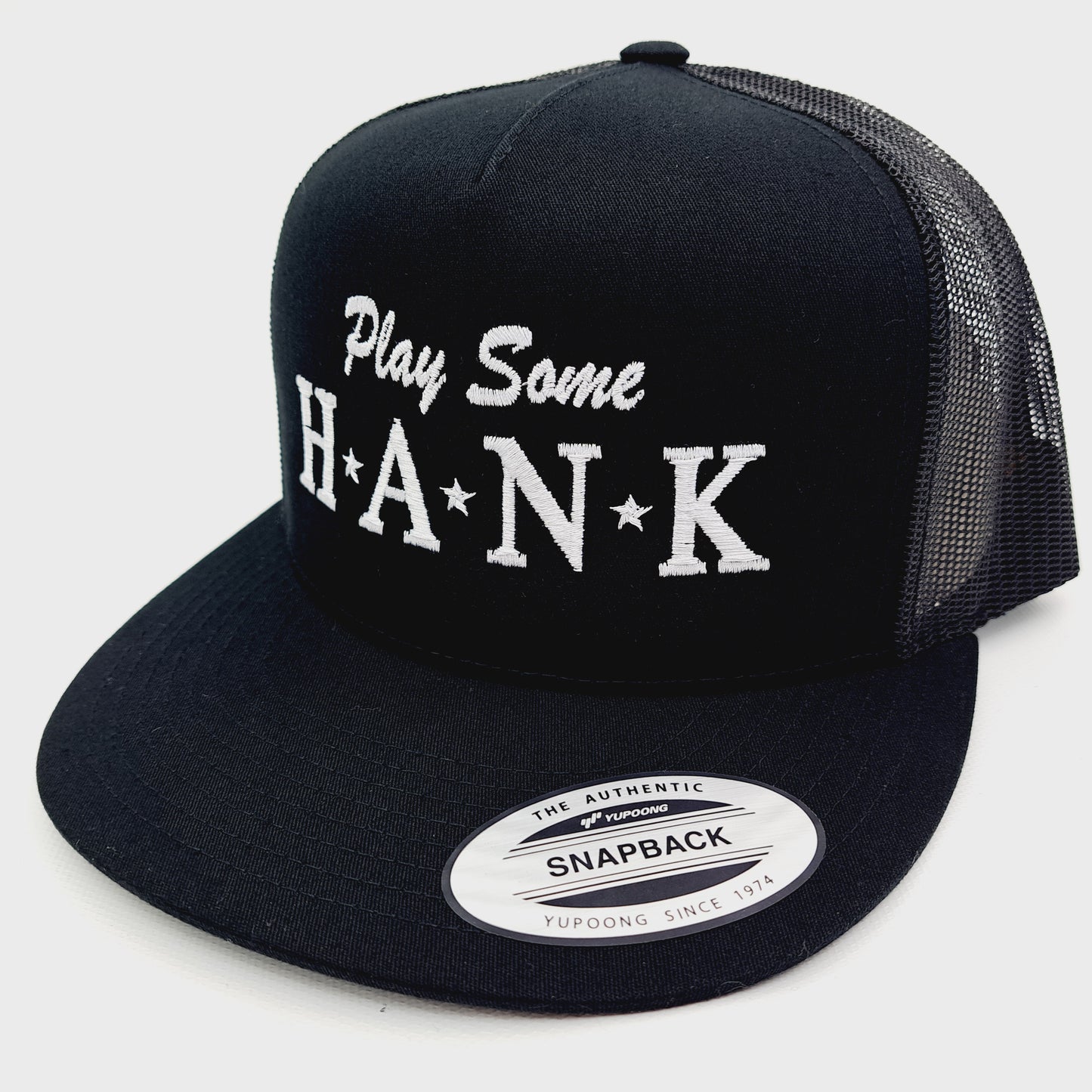 Play Some Hank Williams Jr. Embroidered Flat Bill Mesh Snapback Cap Hat Black Yupoong