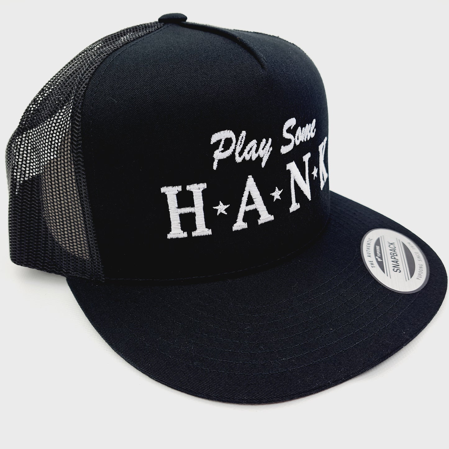 Play Some Hank Williams Jr. Embroidered Flat Bill Mesh Snapback Cap Hat Black Yupoong