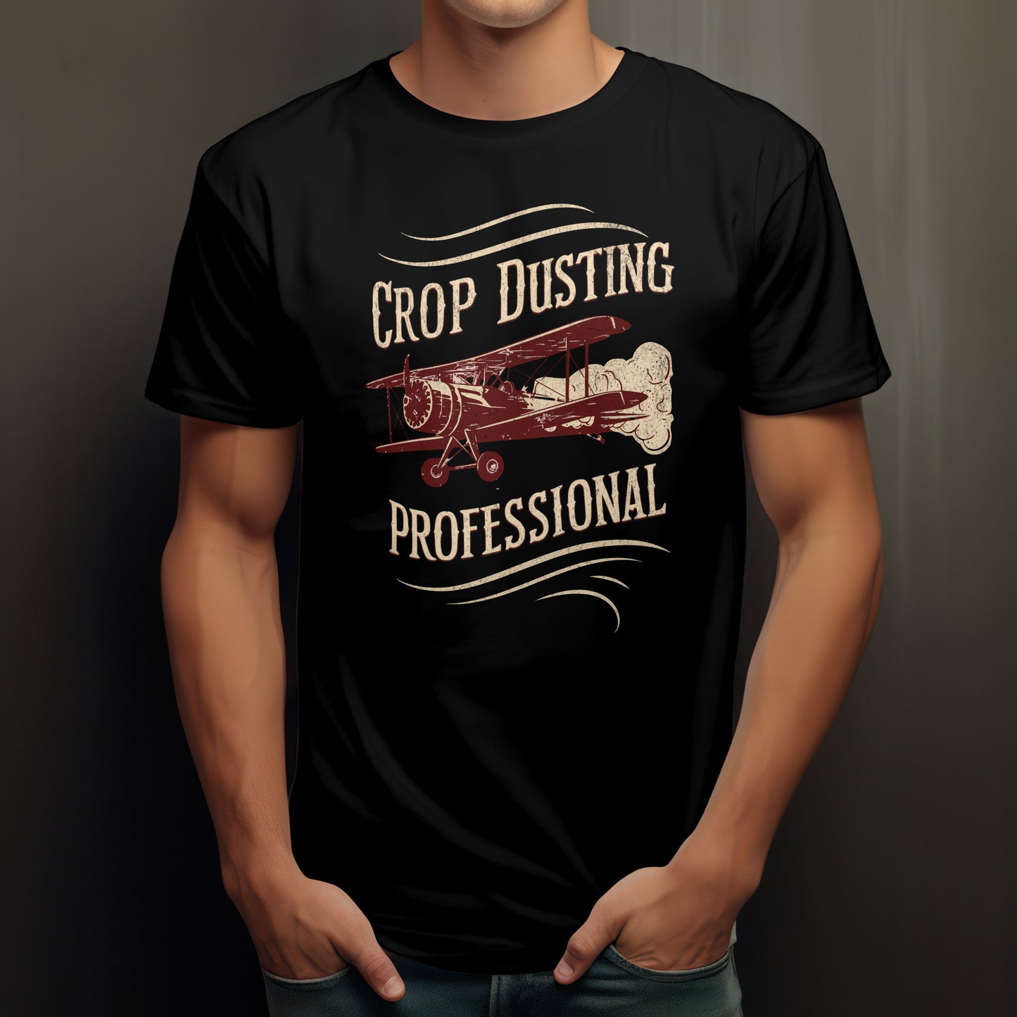Crop Dusting Professional T-shirt Black Cotton