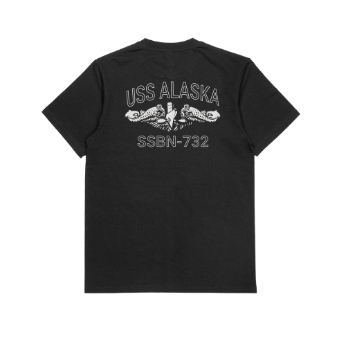 USS Alaska SSBN-732 Submarine Service Retired Veteran T-shirt Black Cotton Blend