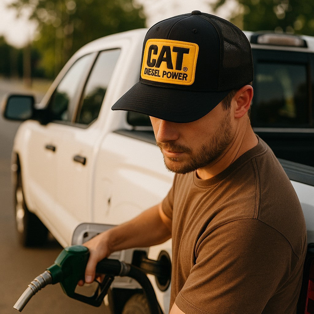 CAT Diesel Power Embroidered Patch Richardson 112 Curved Bill Trucker Mesh Snapback Cap Hat Black