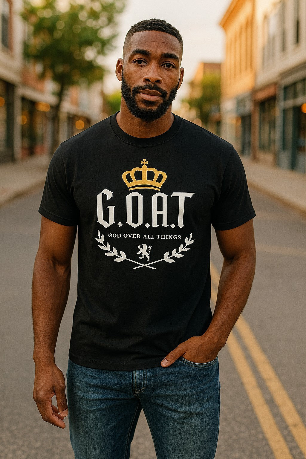 G.O.A.T. God Over All Things T-shirt Black Christian Believer Jesus Christ