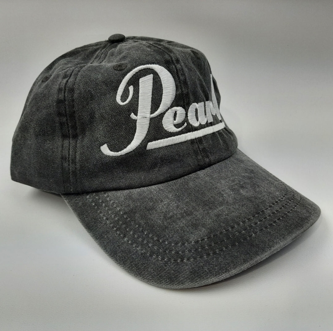 Pearl Embroidered Gray Washed Hat Cap Relaxed Cotton