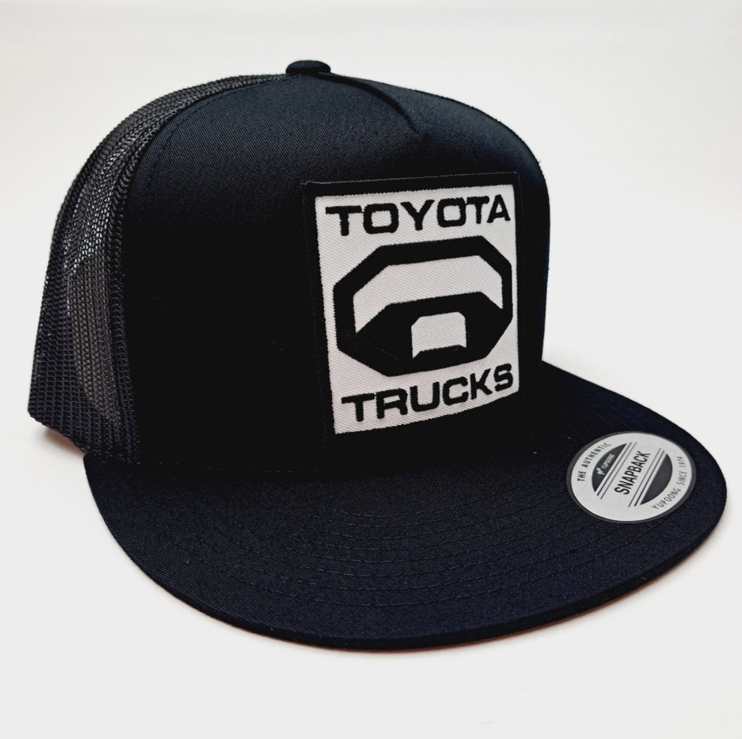 Toyota Trucks Embroidered Patch Flat Bill Trucker Mesh Snapback Cap Hat Black