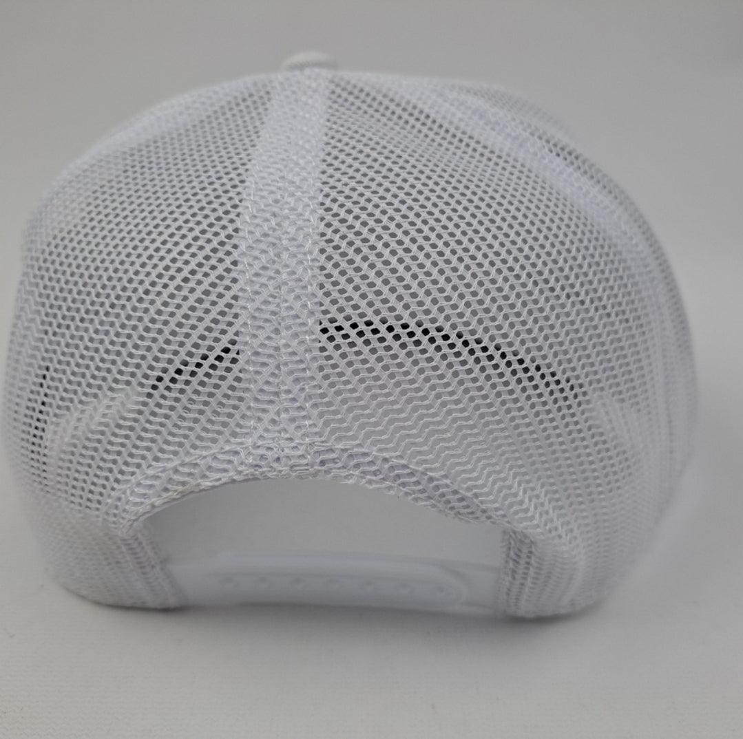 Peterbilt Embroudered Patch Flat Bill Trucker Mesh Snapback Hat Cap White