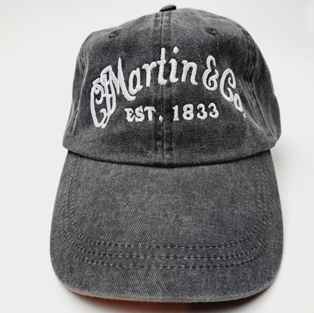 Martin Guitar Co. C F Martin & Co Relaxed Dad Hat Cap Gray Washed Cotton Embroidered Strapback