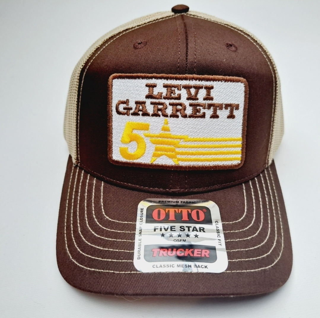 Levi Garrett Embroidered Patch Trucker Mesh Snapback Cap Hat Brown & Tan