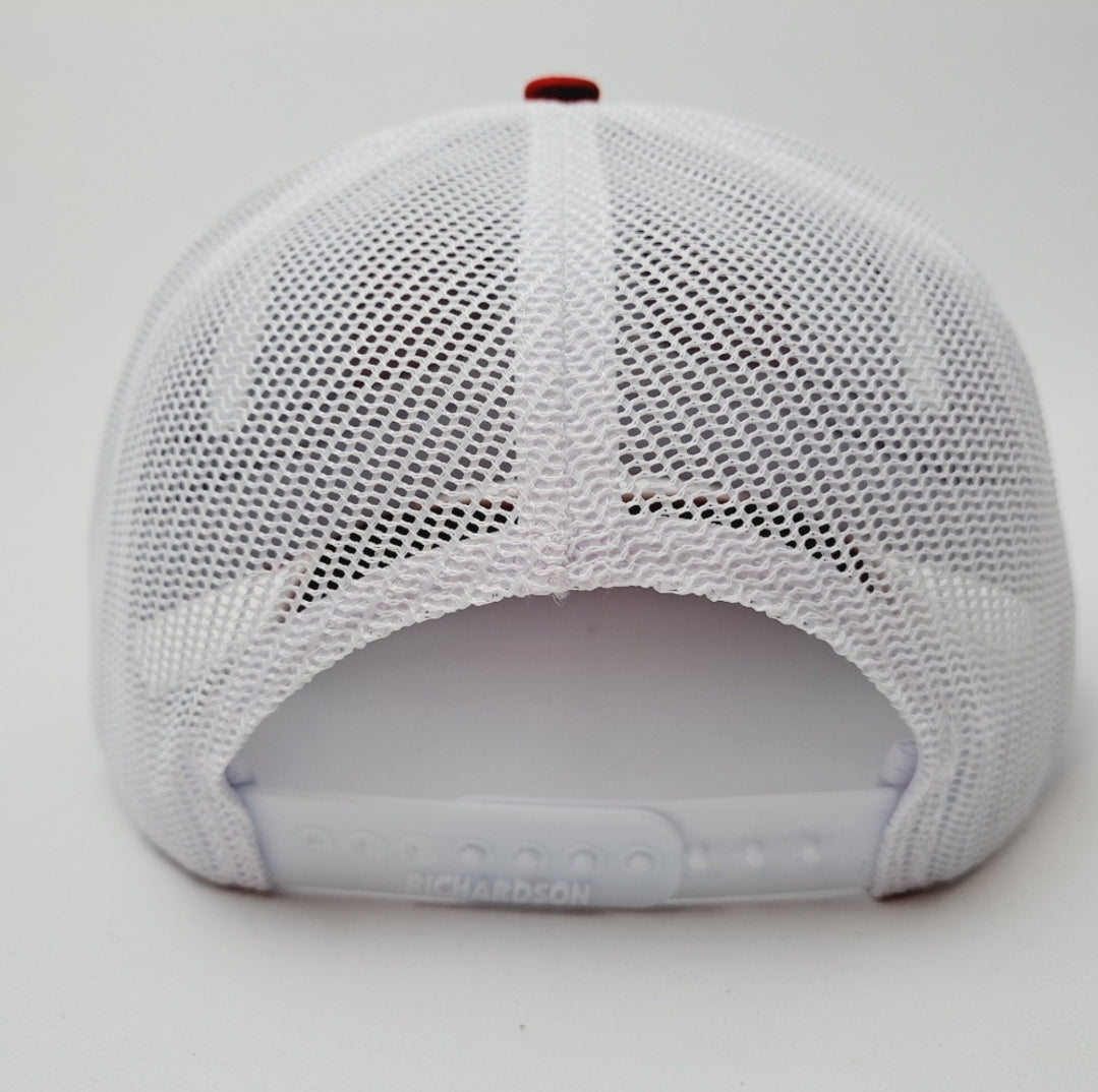Mann's Bait Company Patch Richardson 112 Trucker Mesh Snapback Cap Hat Red & White