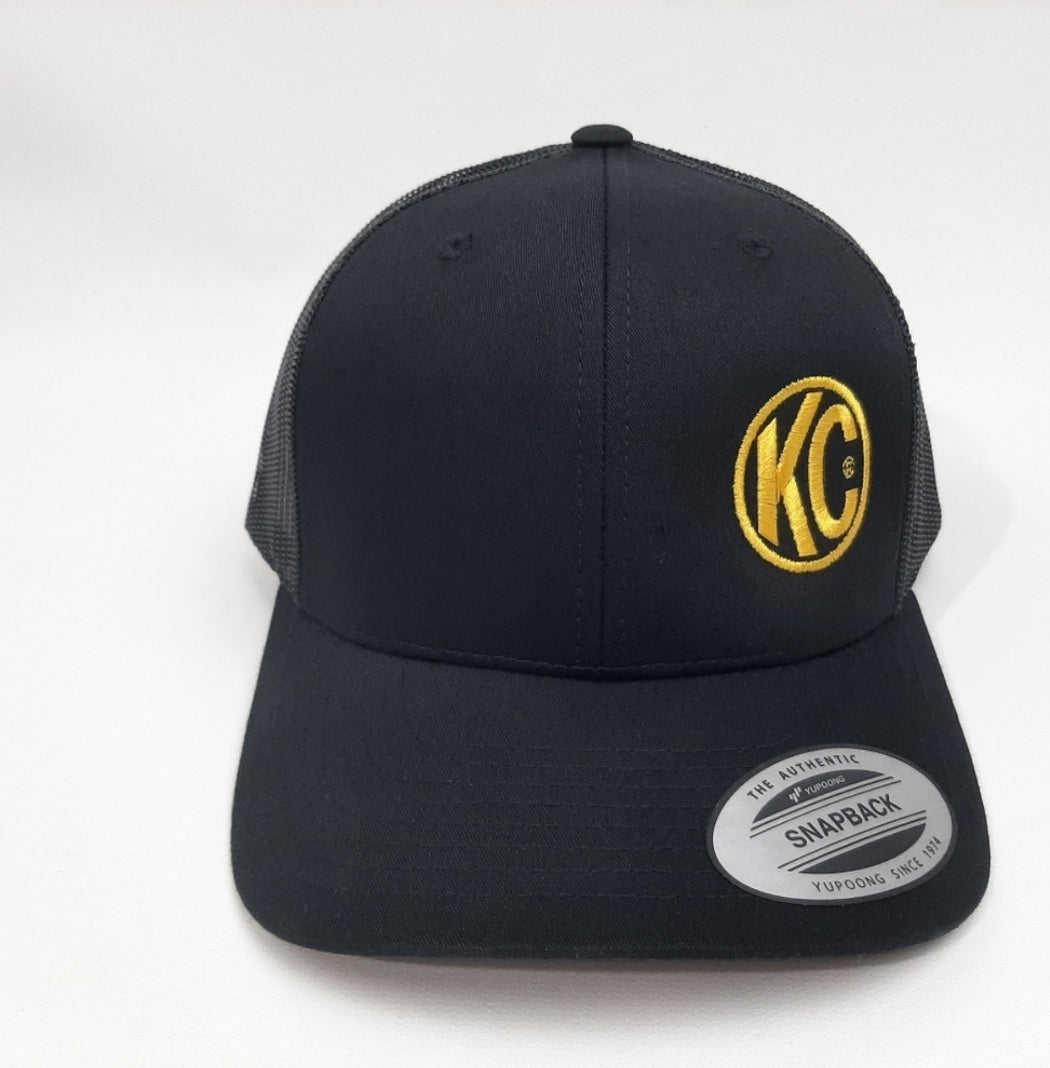 KC Lights curved bill embroidered mesh snapback cap hat black