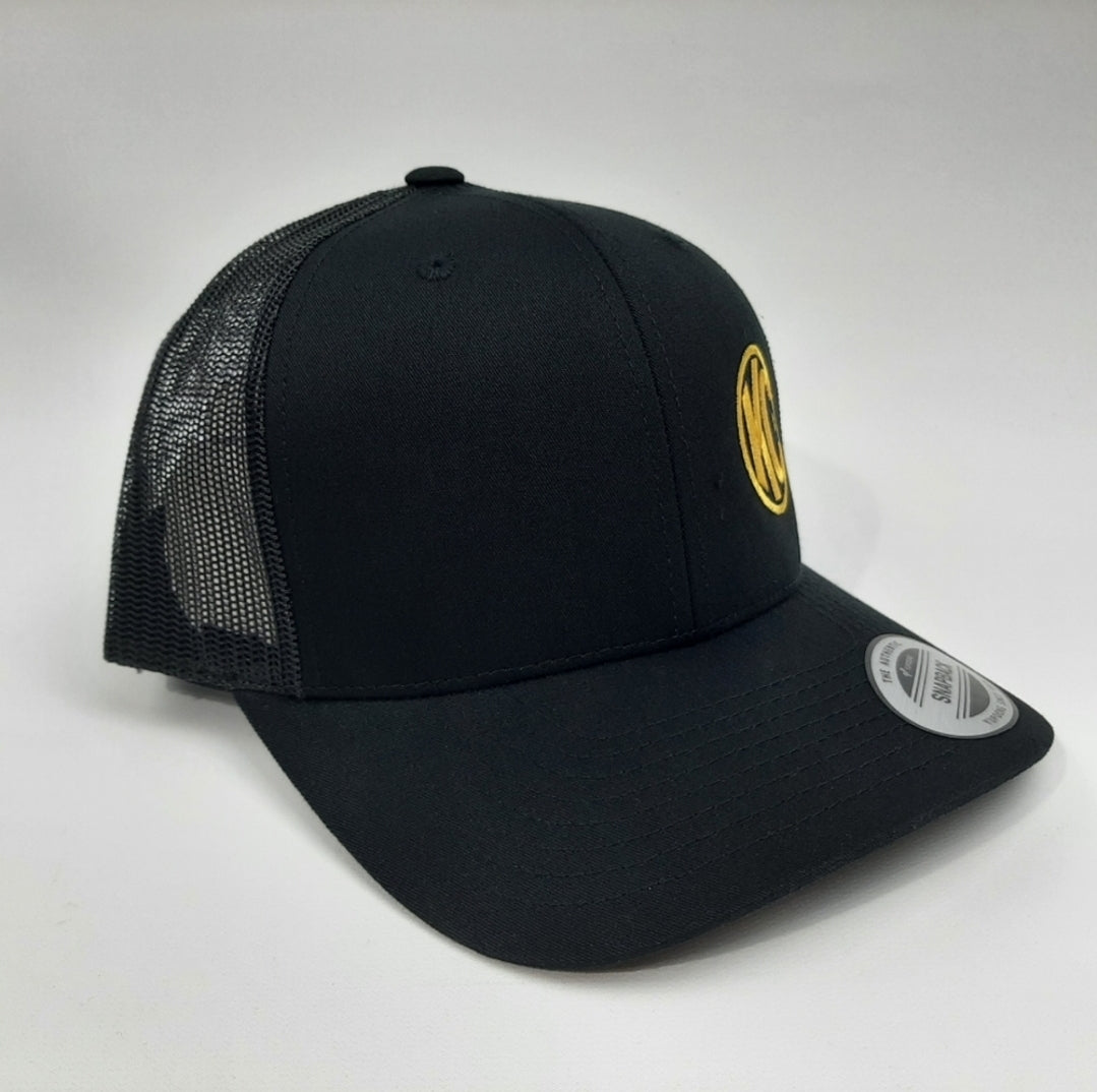 KC Lights curved bill embroidered mesh snapback cap hat black