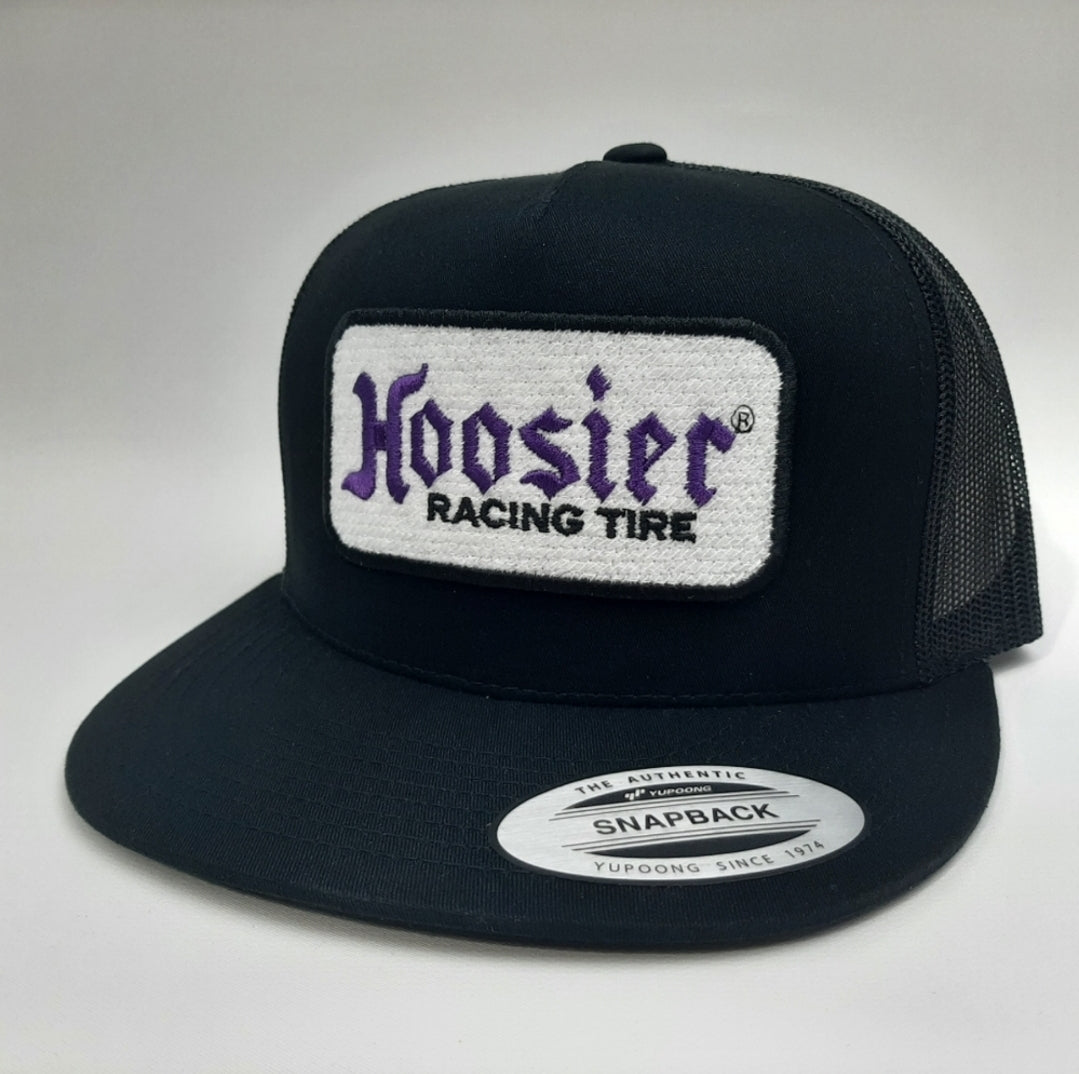 Hoosier Embroidered Patch Flat Bill Mesh Snapback Cap Hat Black