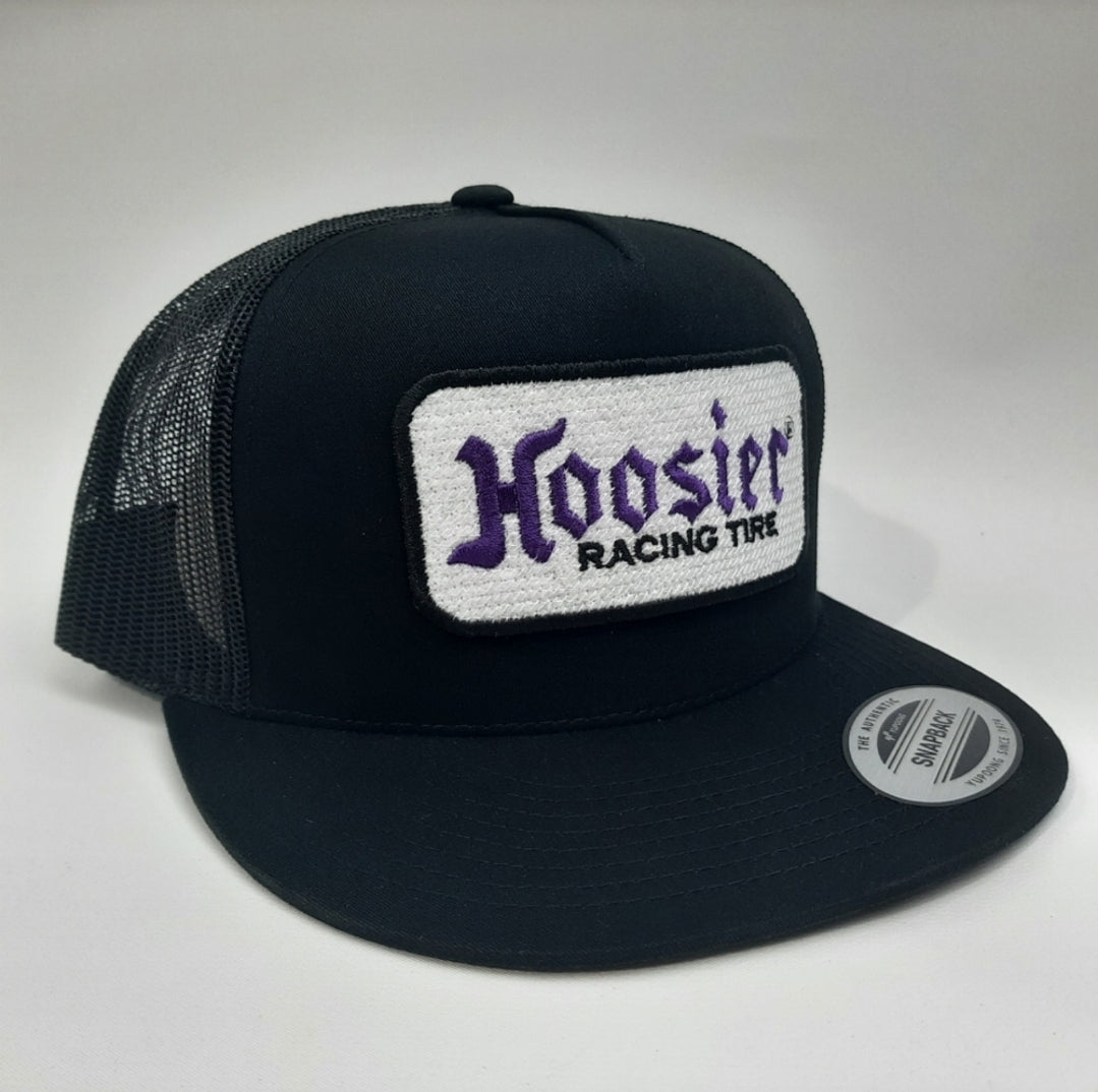 Hoosier Embroidered Patch Flat Bill Mesh Snapback Cap Hat Black