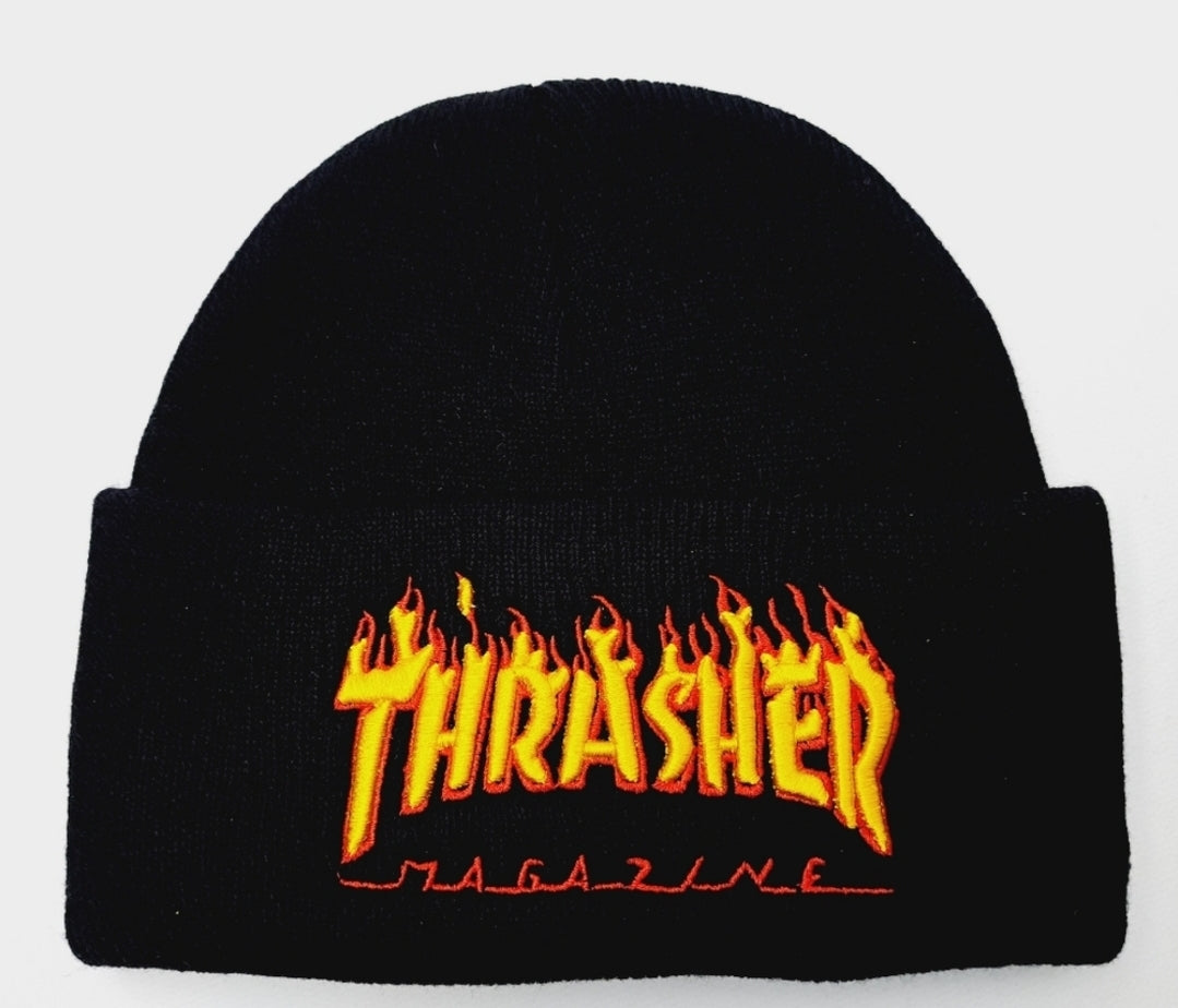 Thrasher Magazine Embroidered Patch Beanie Black