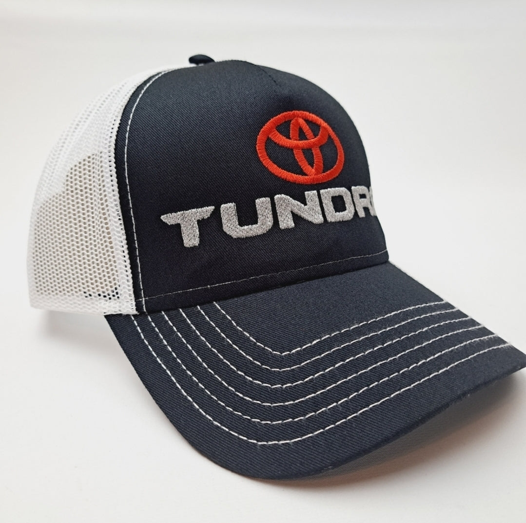 Toyota Tundra Trucker Mesh Snapback Cap Hat Black & White