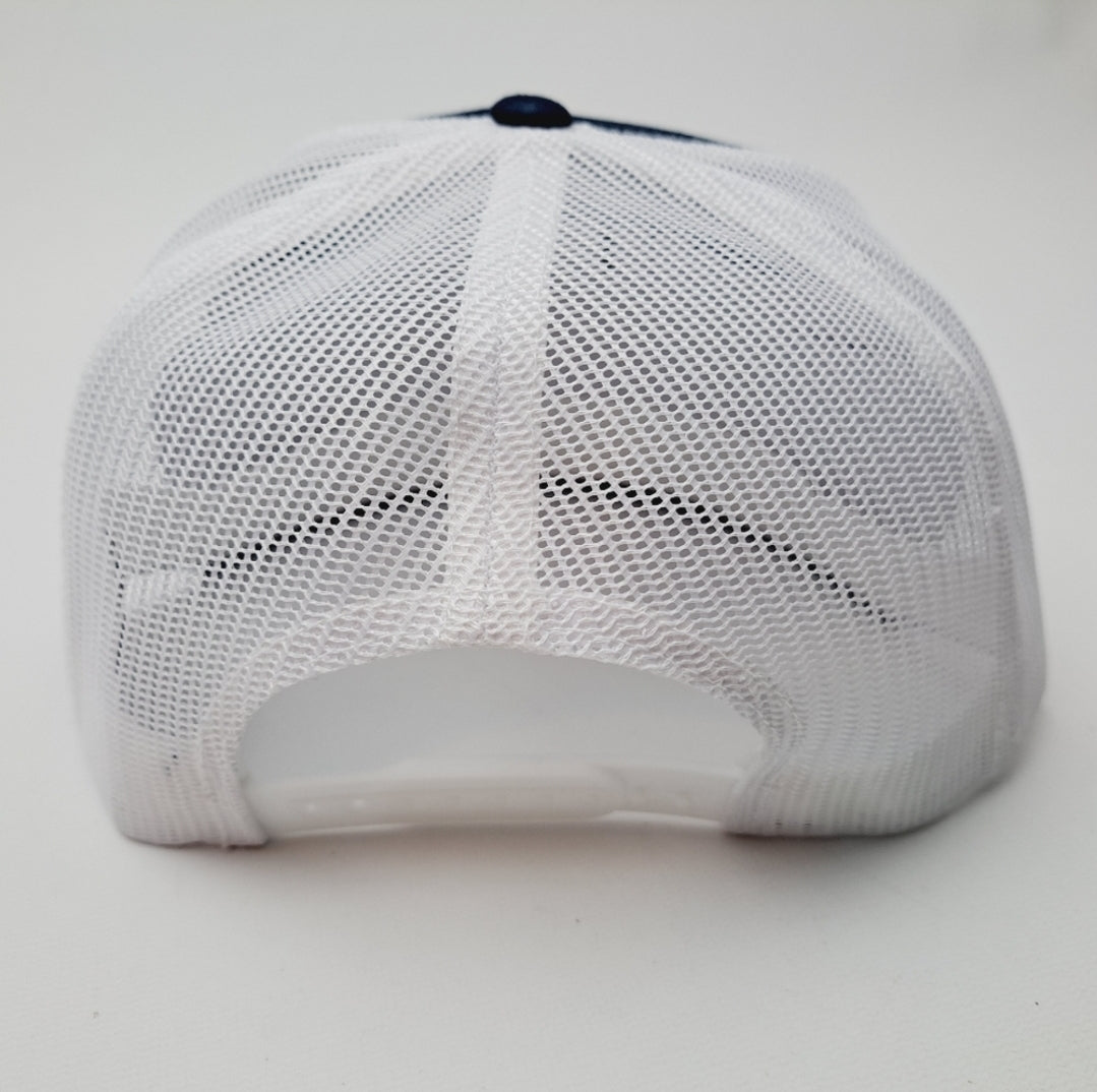 United States Postal Service Post Office Flat Bill Mesh Snapback Cap Hat Blue and White