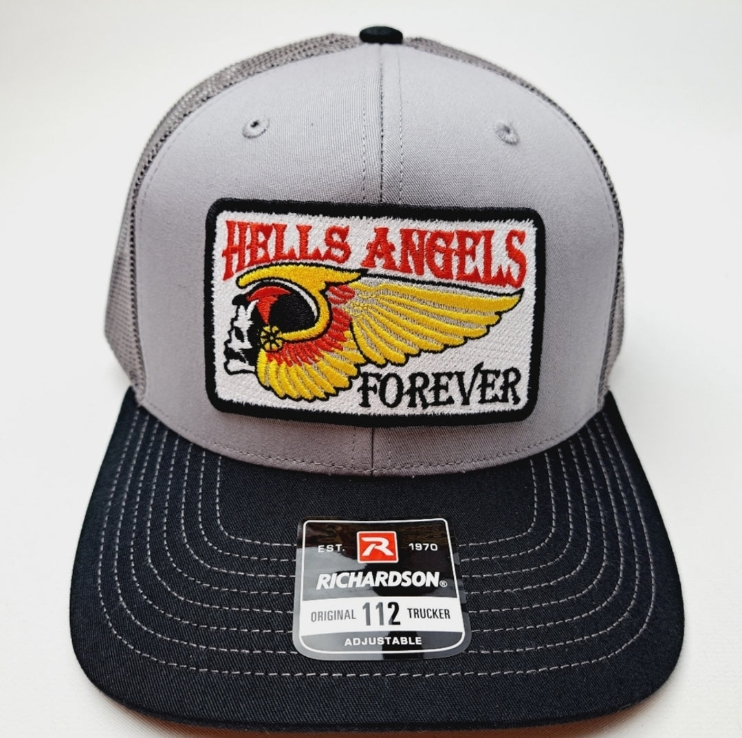 Hells Angels Forever Richardson 112 Mesh Snapback Trucker Gray & Black