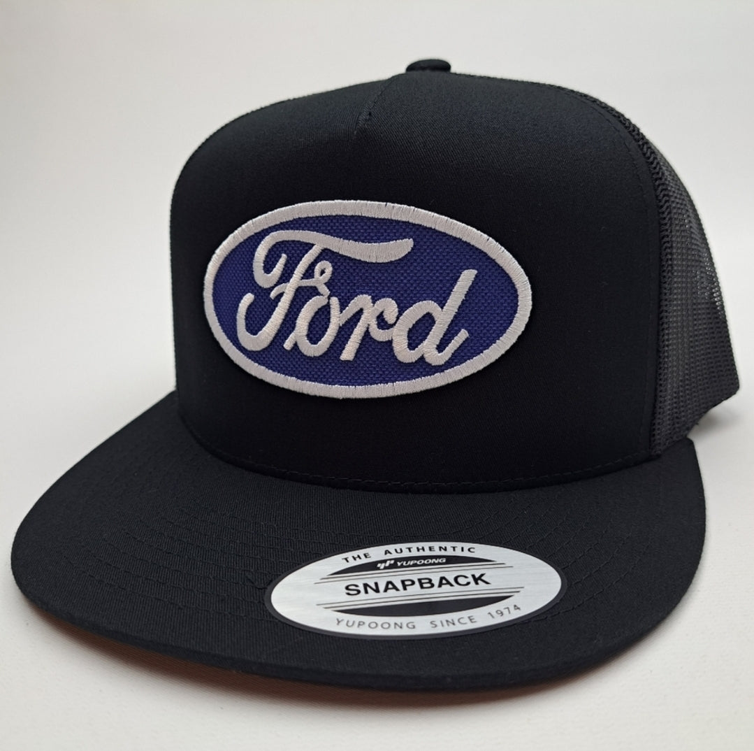 Ford Embroidered Patch Cap Flat Bill Mesh Snapback Hat