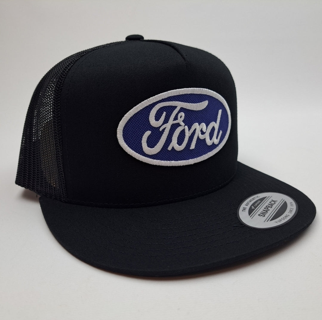 Ford Embroidered Patch Cap Flat Bill Mesh Snapback Hat