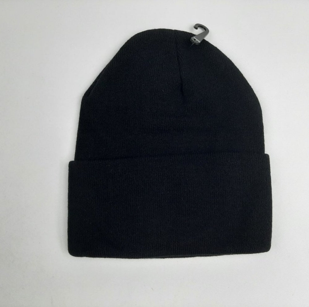 Tool Beanie Black Long Cuff Embroidered patch application