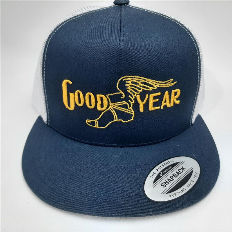Goodyear Flat Bill Embroidered Mesh Snapback Cap Hat