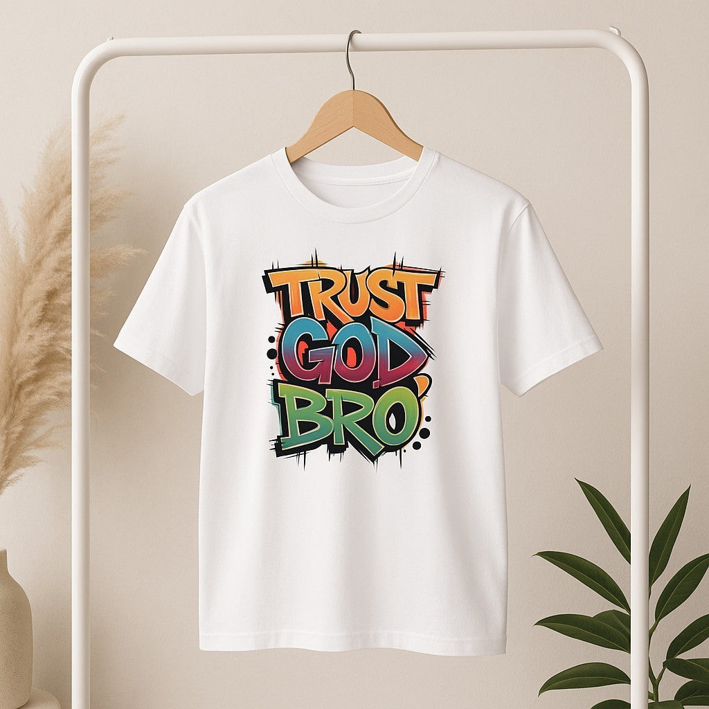 Trust GOD Bro Men's Graffiti Style T-shirt Christian Jesus Christ Shirt