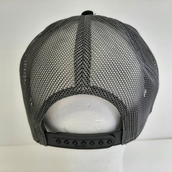 Anarchy Flat Bill Trucker Snapback Black Gray Mesh