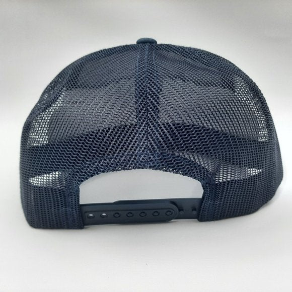 US Navy Flat Bill Baseball Cap Hat Snapback Mesh Trucker Navy Blue