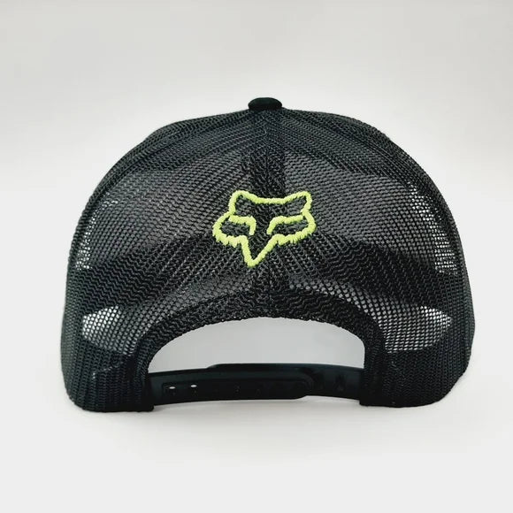Fox Racing Embroidered Flat Bill Trucker Mesh Snapback Cap Hat Black