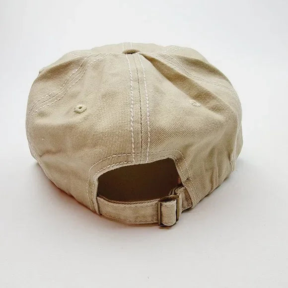 Dog Mom Distressed Relaxed Buckle Strap Full Cover Baseball Hat Cap Tan
