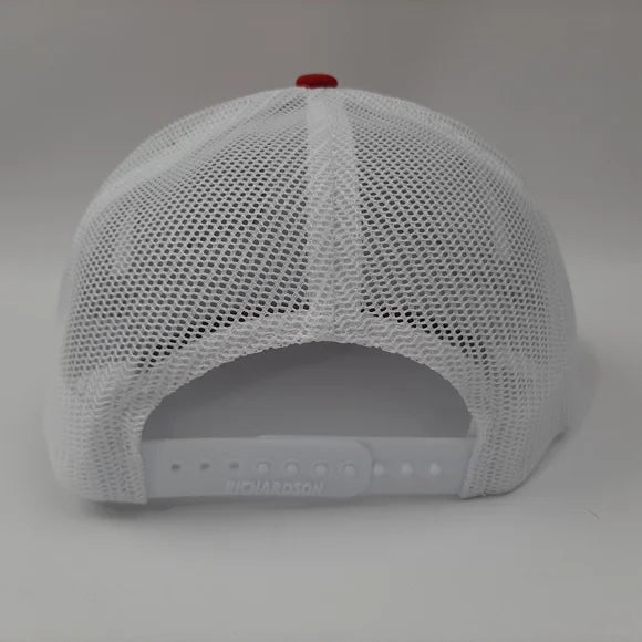 Richardson 112 Red Man Embroidered Patch Mesh Snapback Hat Cap Red White