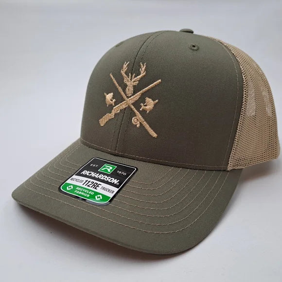 Deer Hunting Fishing Guns Richardson 112 Trucker Mesh Snapback Cap Hat Loden/Tan