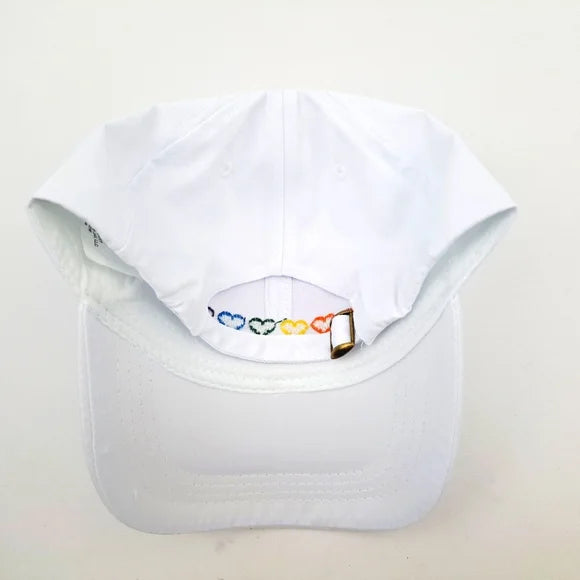 Gay Pride Rainbow Hearts Cap Hat Relaxed Cotton White